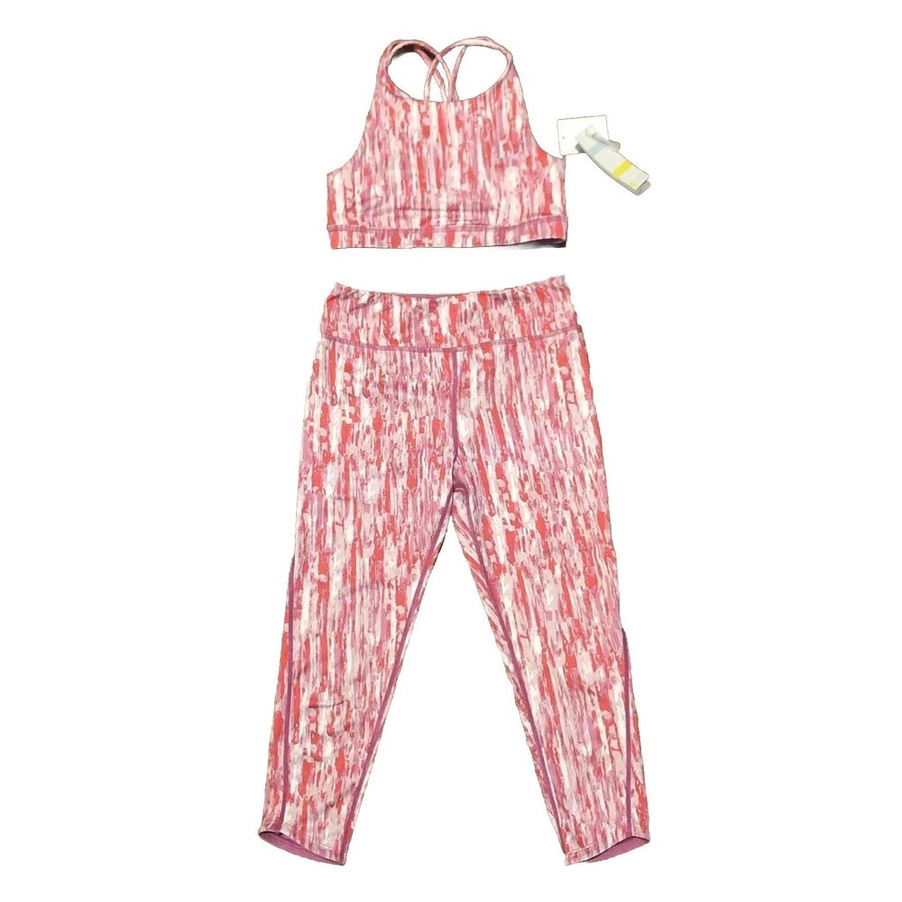 Zella Girls 10/12 Athletic Top Crop Leggings 14/16 Purple Opera 2 piece set